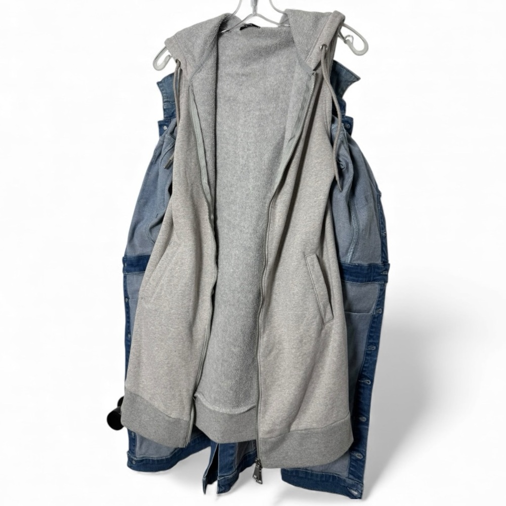 bebe NWT 3-in-1 Denim Trench Coat w/ Removable Hoodie Small - Picture 10 of 16